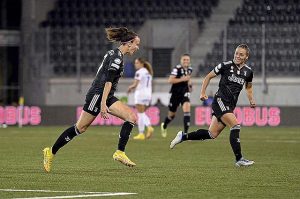 Barbara Bonansa segna il gol del definitivo 0-2 (foto Instagram barbarabonansea)