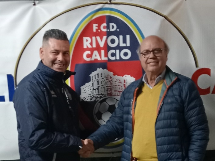 Roberto Mammola è il nuovo allenatore del Rivoli, qui in foto con Clemente Della Rocca